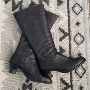 Born Mid Calf Black Leather Boots
